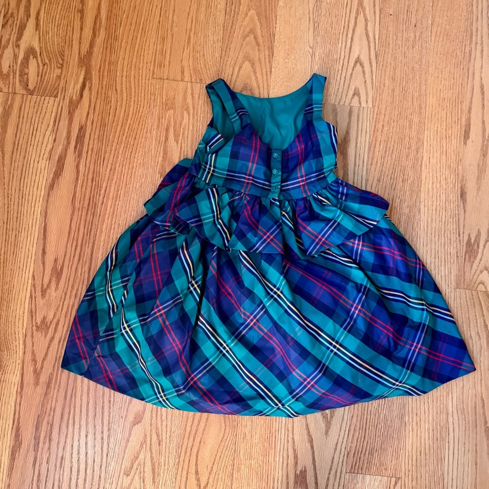 NWOT Sz 5 Janie and Jack Plaid Blue and Green Kids Dress - Picture 3 of 4